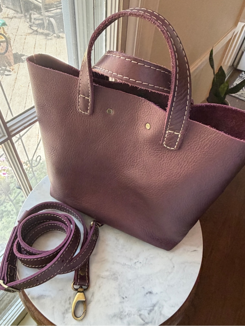 Portland Leather Mini Crossbody Tote in DISCO - Picture 5 of 6